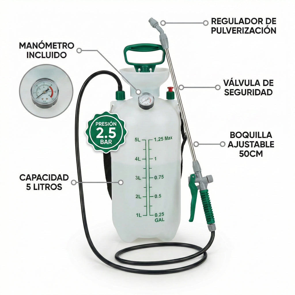 Pulverizador a Presión Gardenline 5 Litros