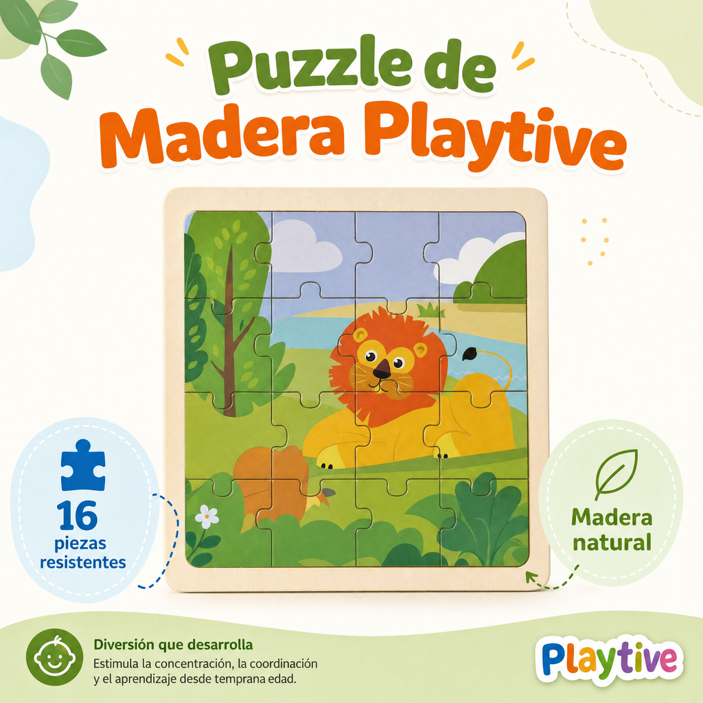 Puzzle de Madera Infantil Playtive - Diseño León
