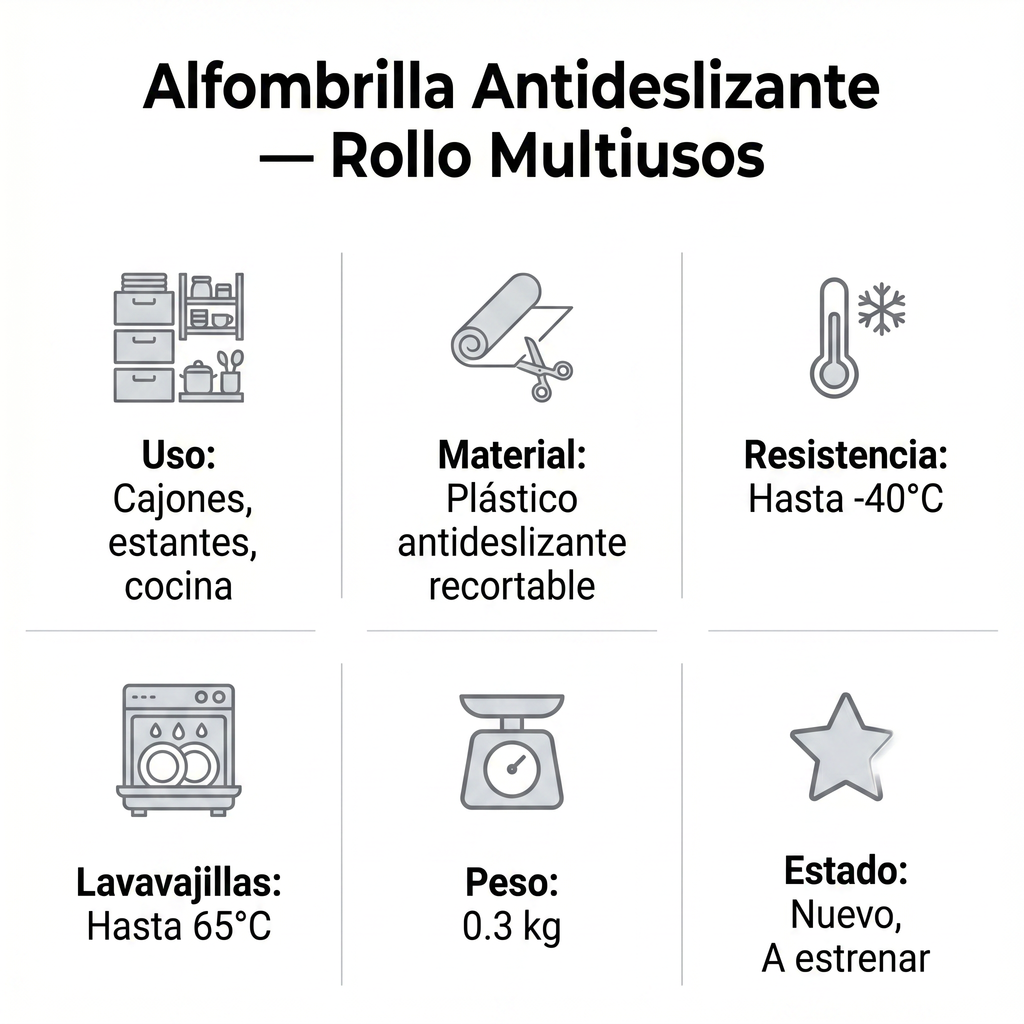 Rollo Alfombrilla Antideslizante para Cajones y Estantes — Protege y Organiza