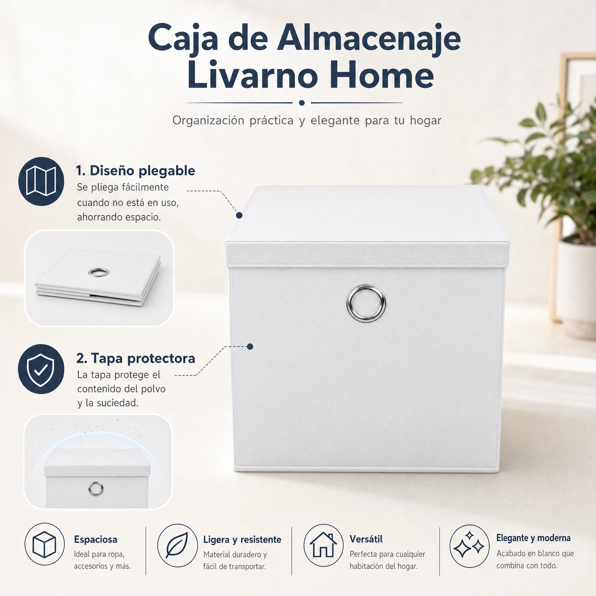 Caja de Almacenaje Livarno Home Blanca