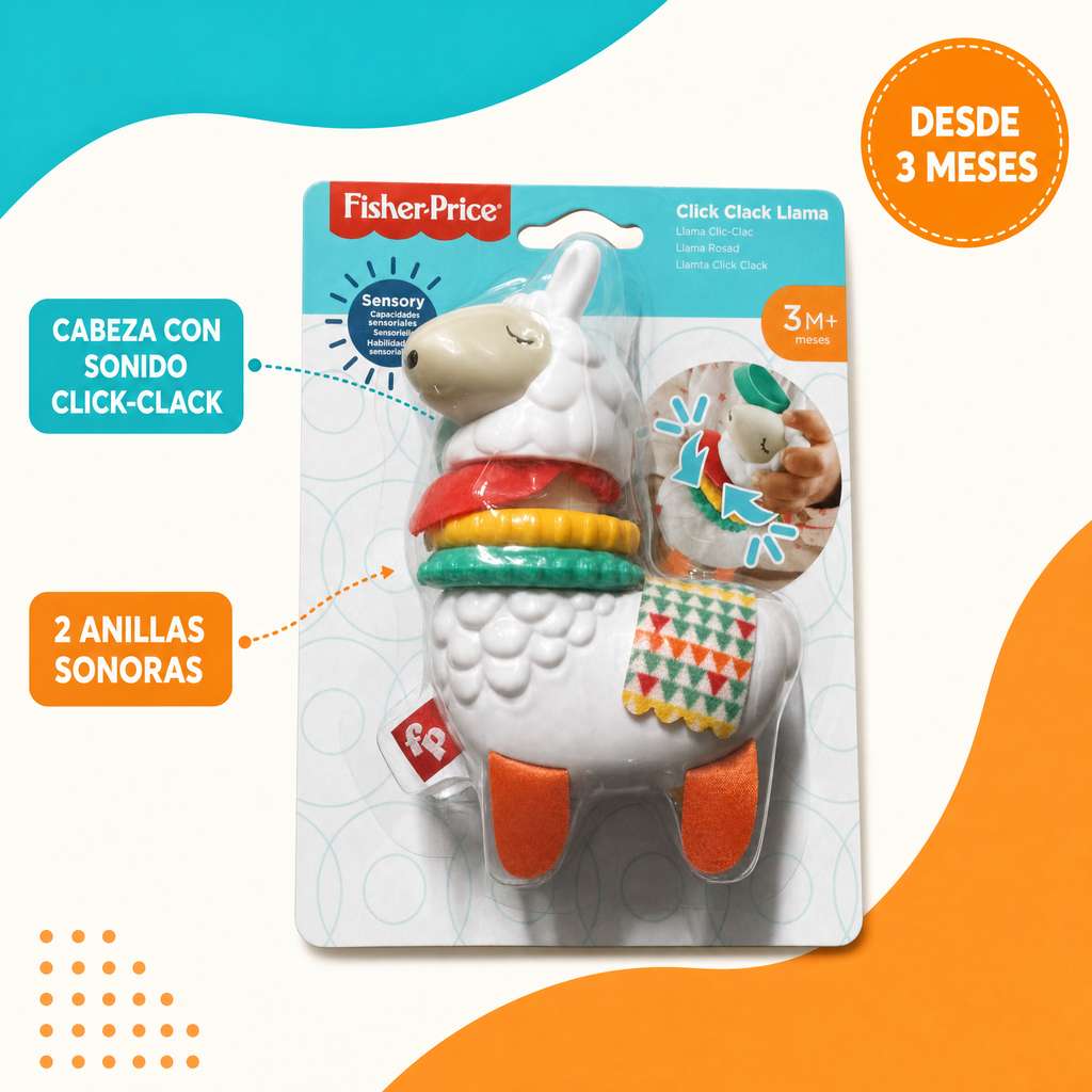 Fisher-Price Llama Click Clack Sensorial 3M+