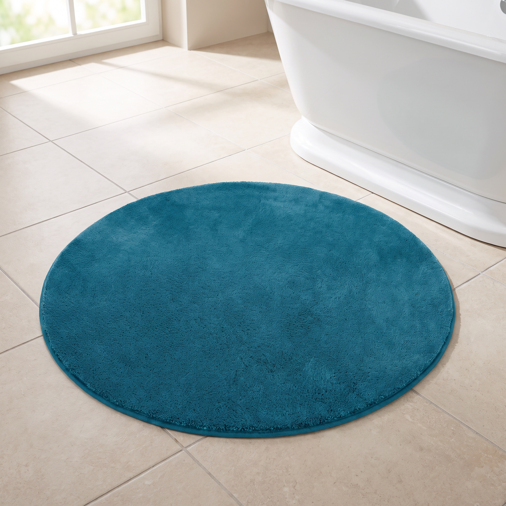 Livarno Home Alfombra de Baño Redonda Turquesa Ø 80 cm