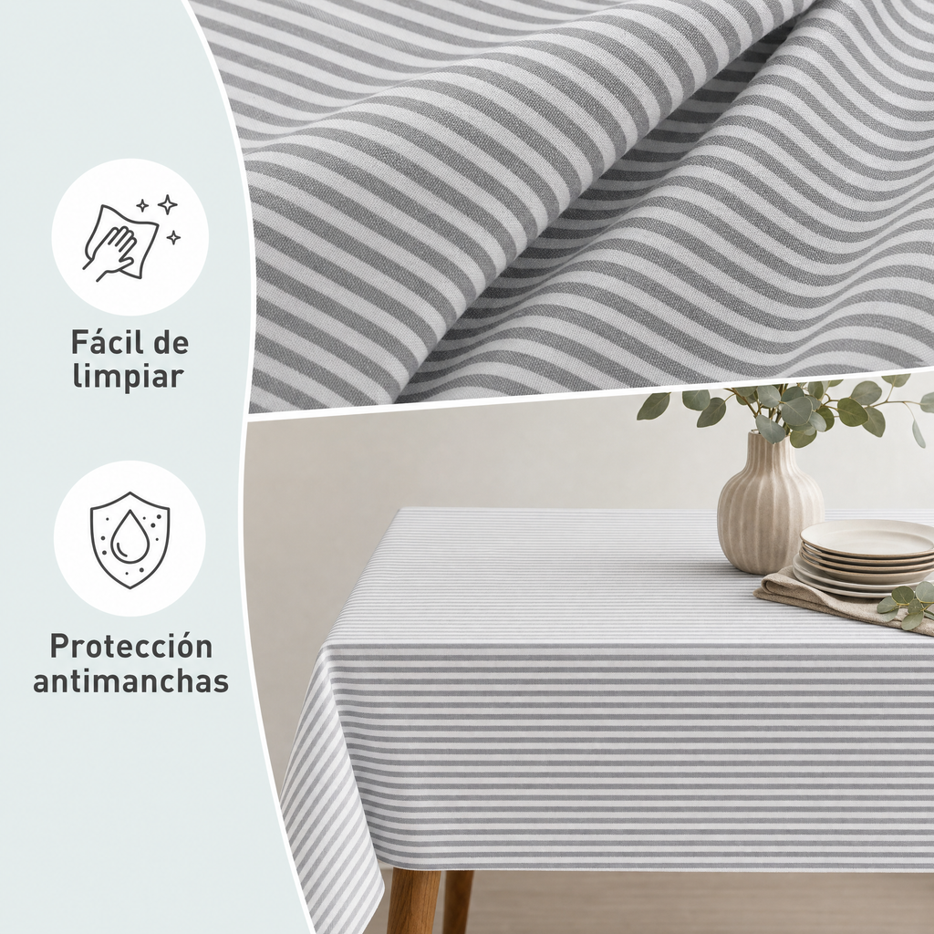 Mantel Livarno Home a Rayas Grises y Blancas 130x160cm