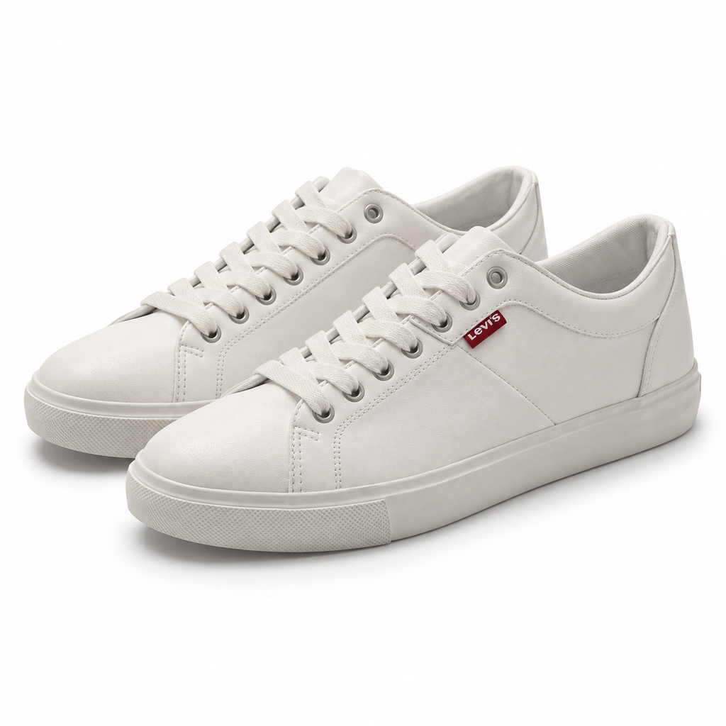 Zapatillas Levi's Woodward Regular White talla 42 sobre fondo blanco