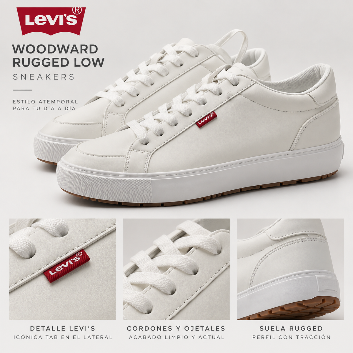 Características de las zapatillas Levi's Woodward Rugged Low talla 44