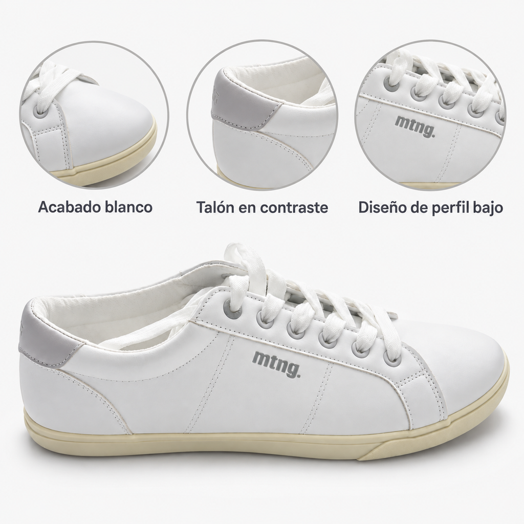Detalles visibles de las zapatillas MTNG 17151 blancas