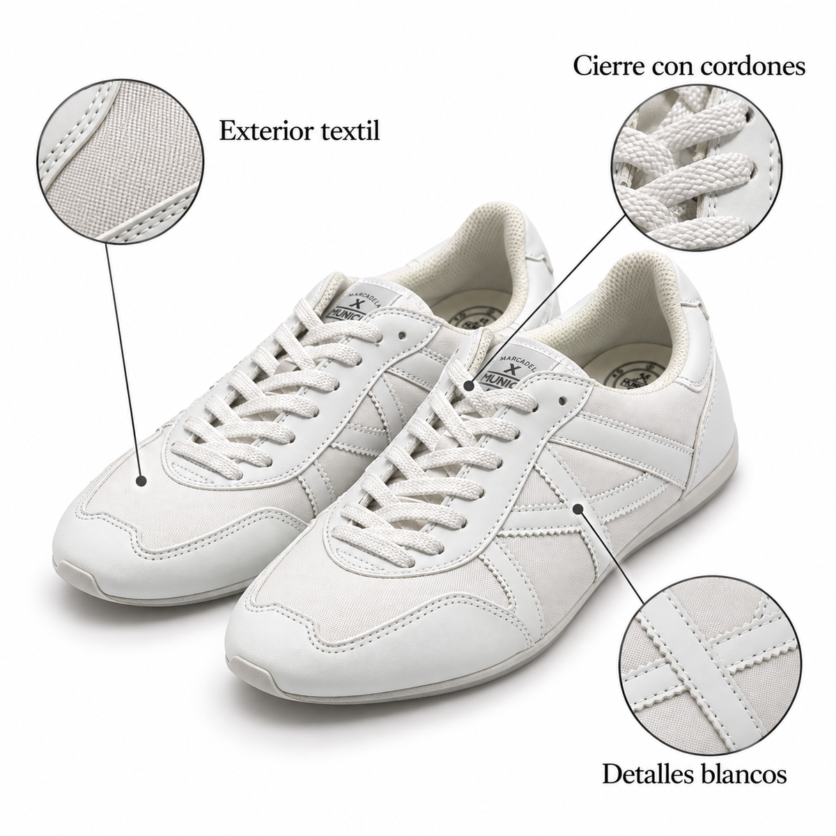 Zapatillas Munich blancas de exterior textil - características