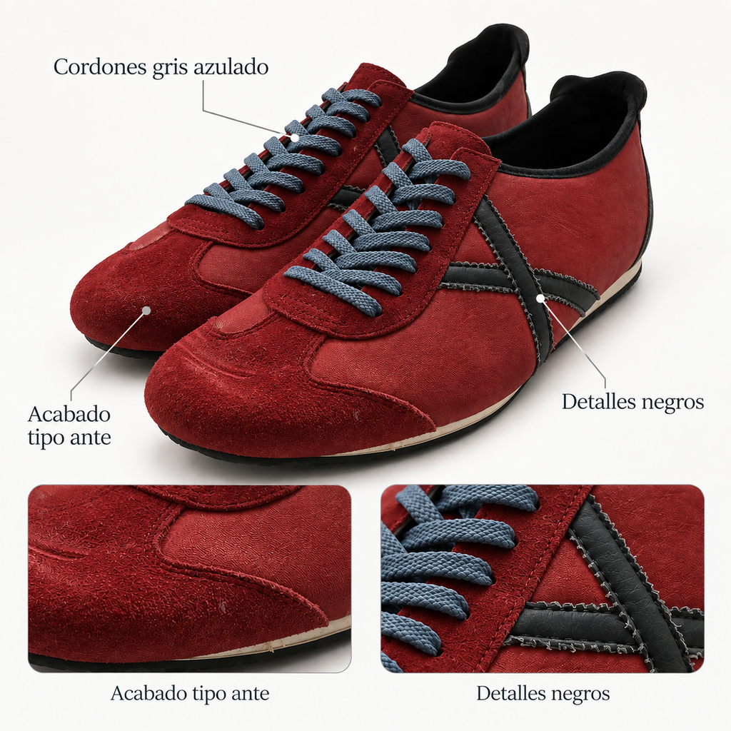Características visibles de las zapatillas Munich granate