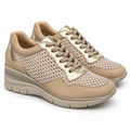 Zapatillas Pitillos 1350 crema beige y oro talla 36 sobre fondo blanco