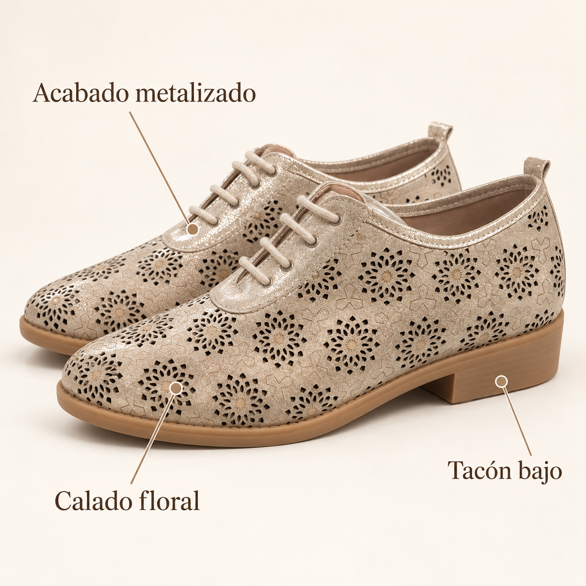 Características de los zapatos Pitillos 3010 oro talla 36