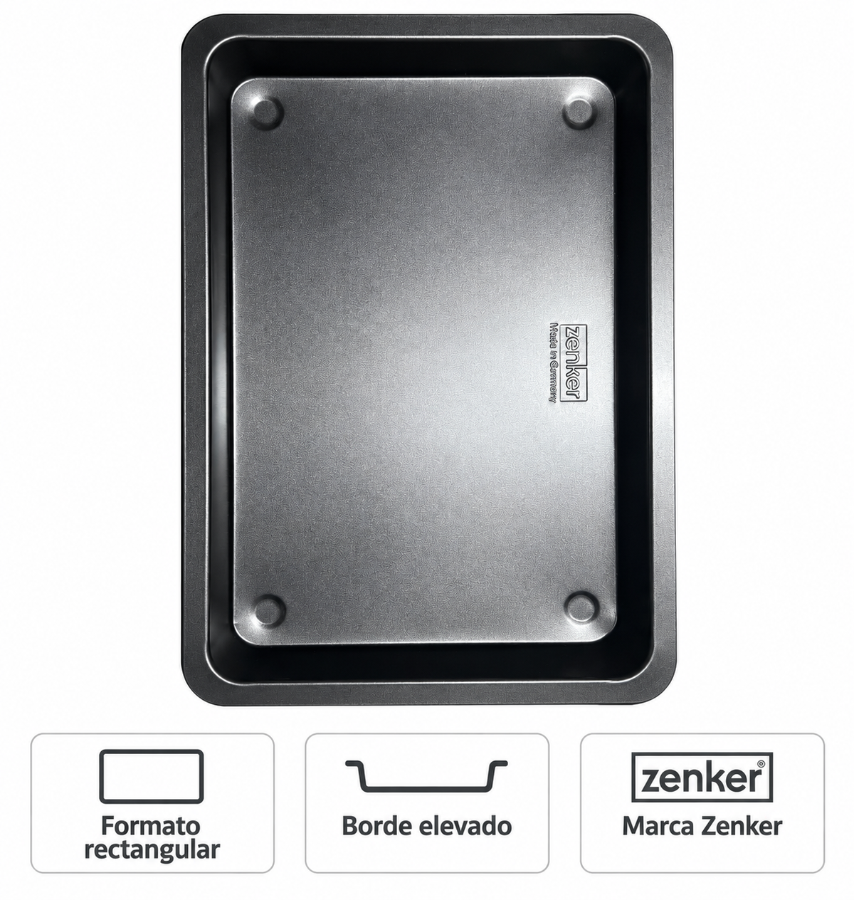 Bandeja rectangular Zenker gris oscuro · características