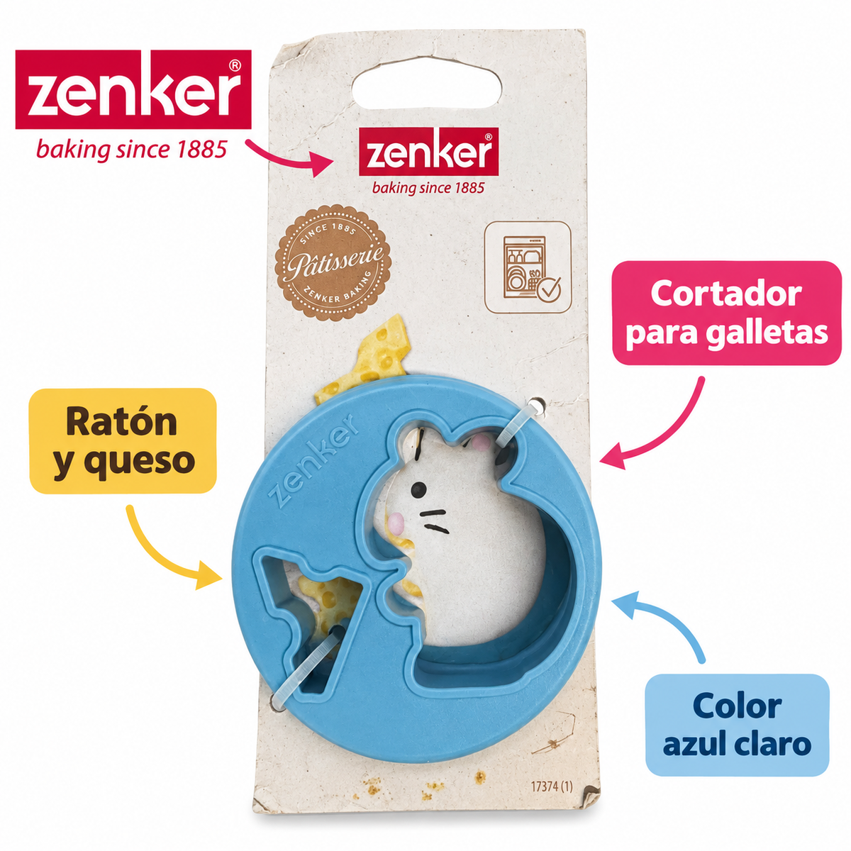 Características del cortador Zenker azul de ratón y queso
