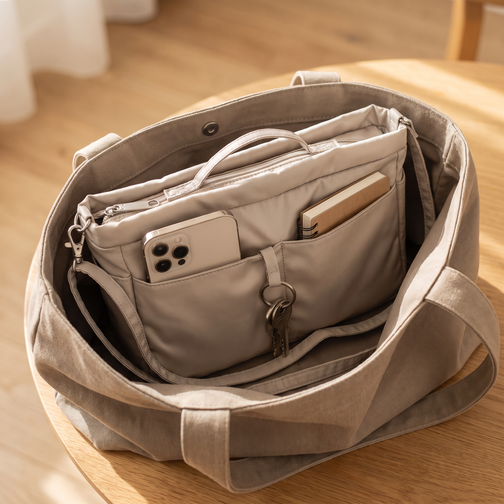 Clevercare Organizador de Bolso Beige con Compartimentos